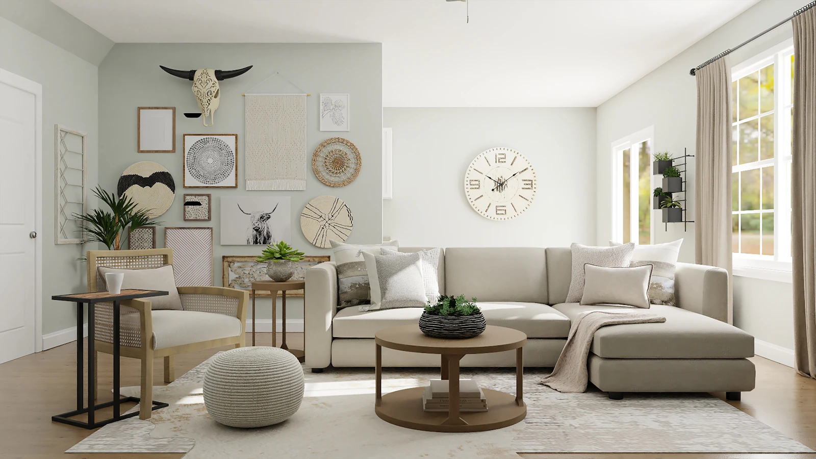 Ruhiges Interieur mit natürlichen Texturen und warmem Licht